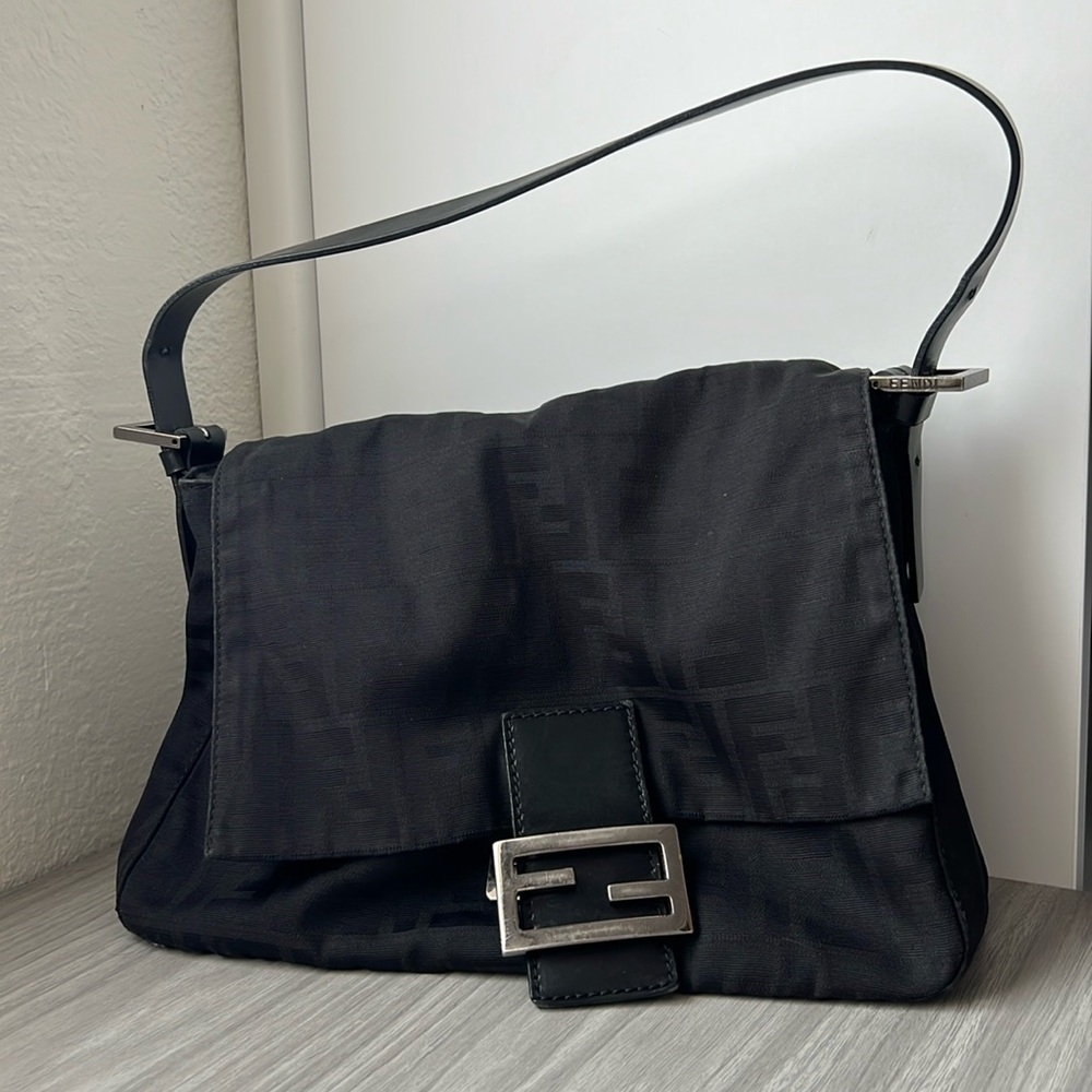 Fendi mama baguette Black zucca GUC authentic vintage rare
